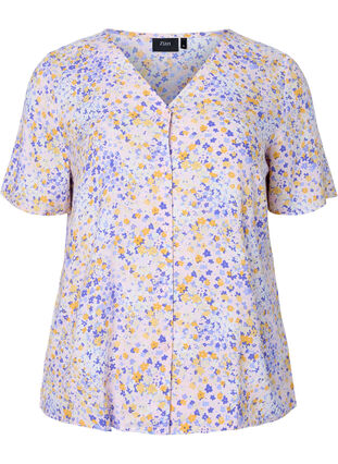 Printattu pyjamapaita viskoosia, Cameo Pink AOP, Packshot image number 0