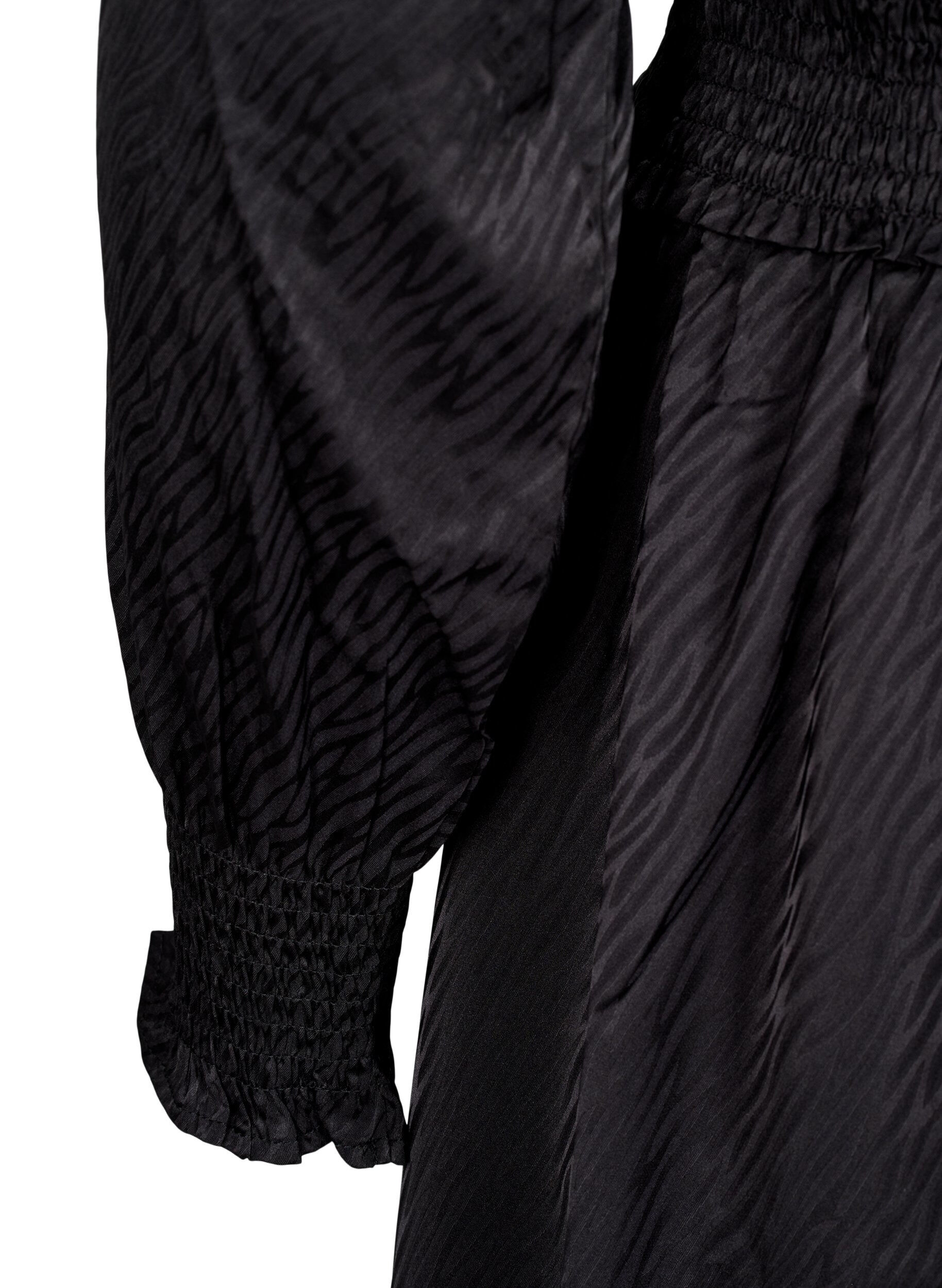 Zizzi Lyhyt mekko smokkikoristeluilla, Musta, Packshot image number 3