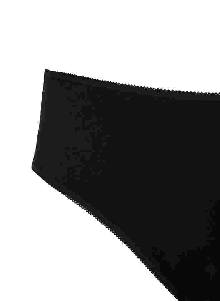 3 kpl setti puuvilla-alushousuja, normaali vyötärö, Black, Packshot image number 2