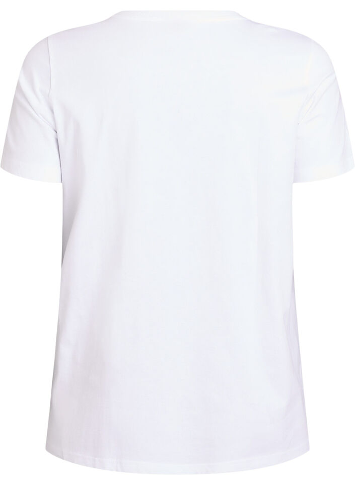 Puuvillainen T-paita etupainatuksella, Valkoinen, Packshot image number 1