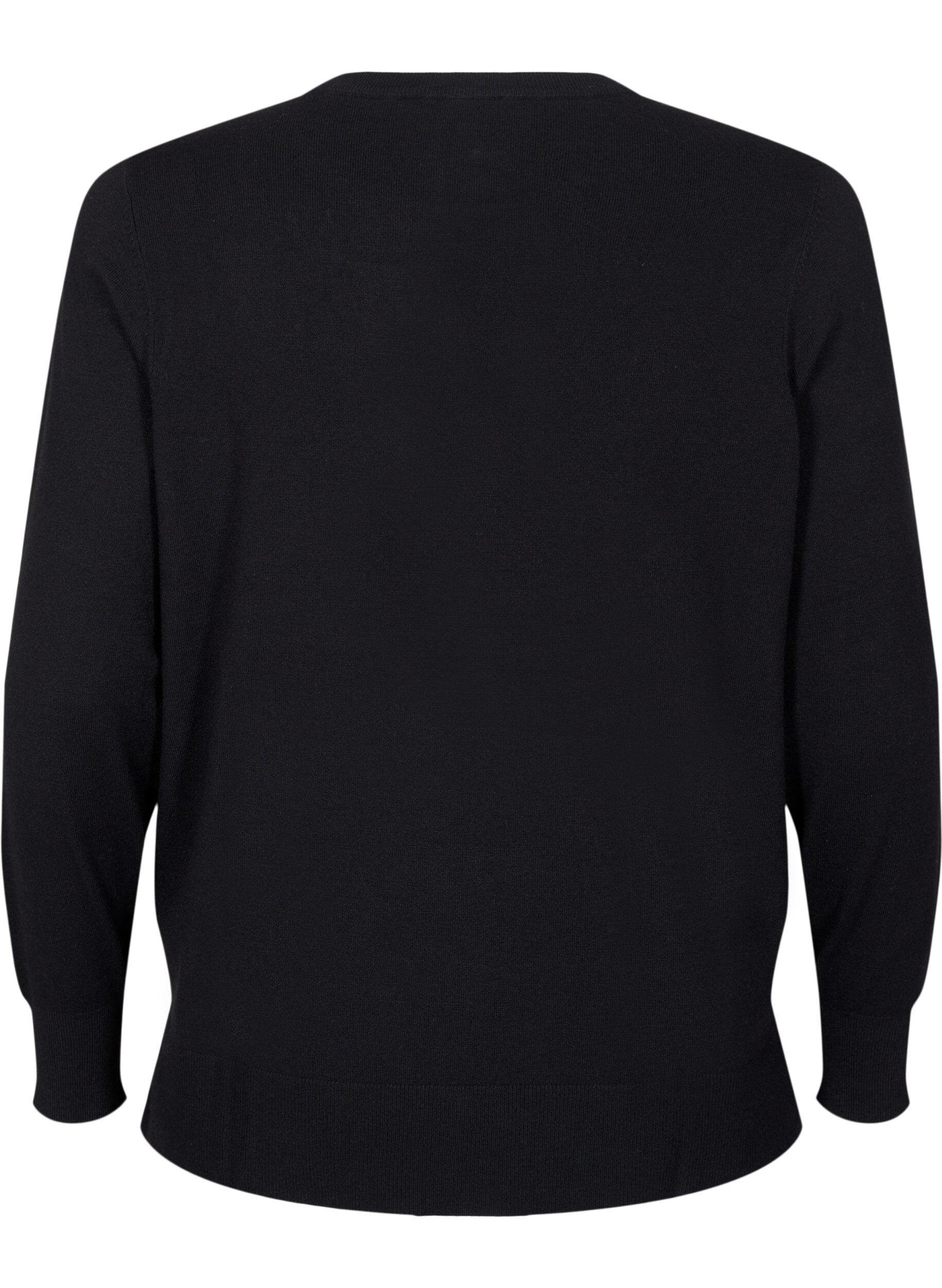 Zizzi Pitk&auml;hihainen neulepaita halkiolla, Musta, Packshot image number 1