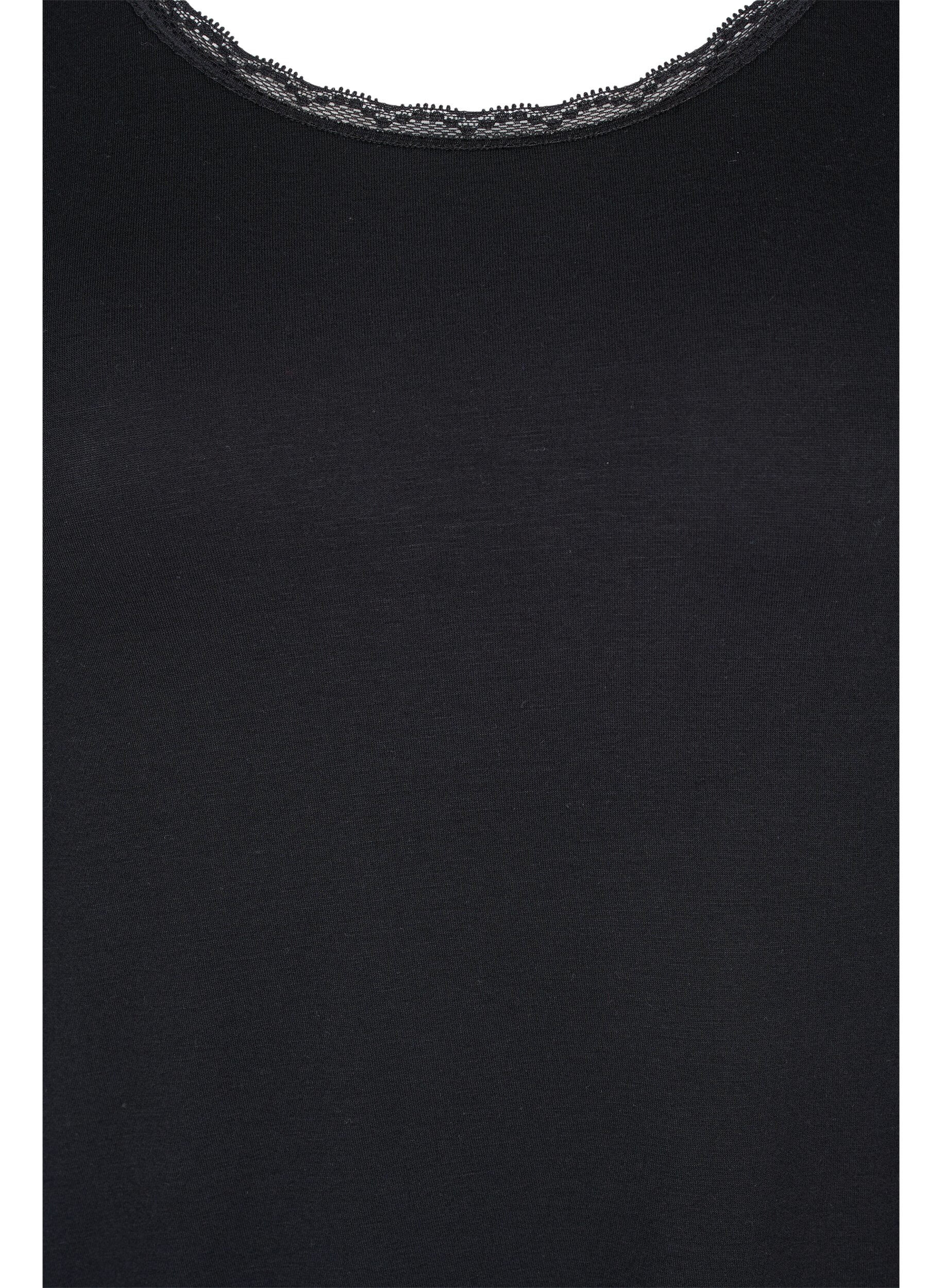 Zizzi Lyhythihainen viskoosinen y&ouml;paita, Black, Packshot image number 2