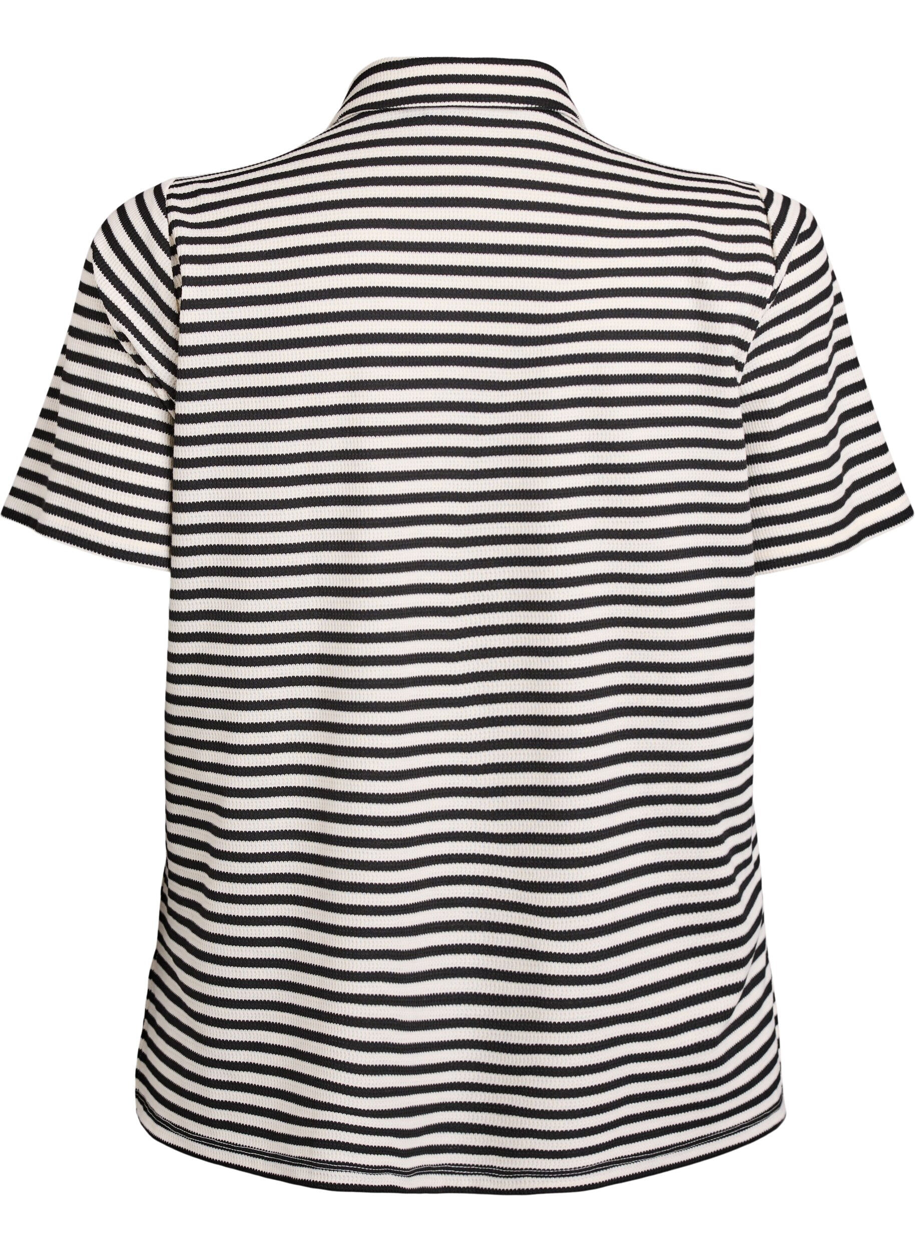 Zizzi Lyhythihainen raidallinen poolopaita, Musta, Packshot image number 1