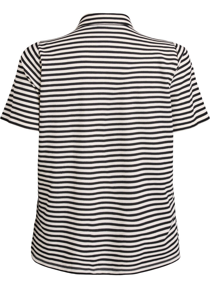 Lyhythihainen raidallinen poolopaita, Musta, Packshot image number 1