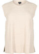 Neuleliivi, jossa on ribbireunat, Beige, Packshot image number 0