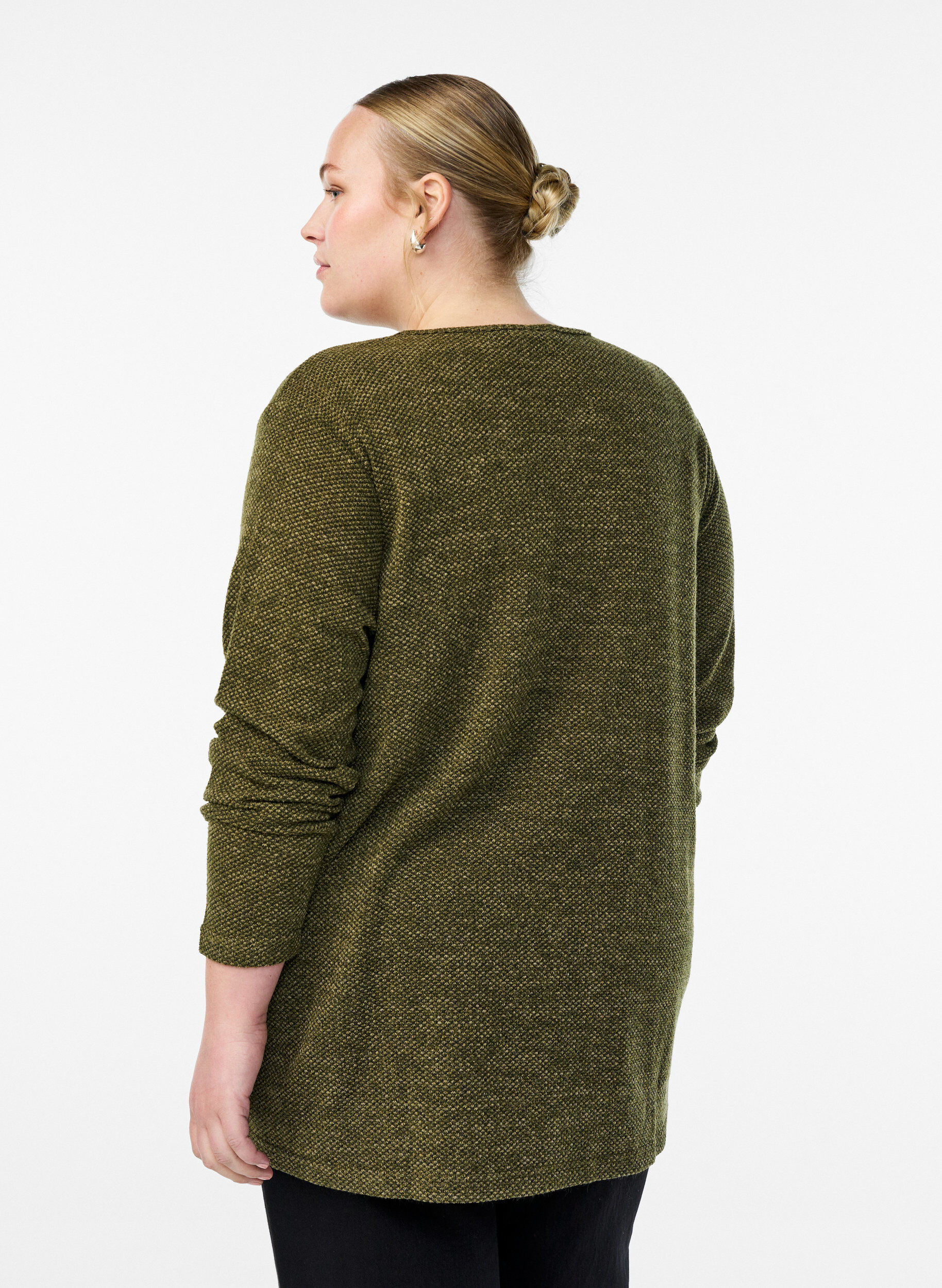 ZizziPitk&auml;hihaiset pusero rakenteella, Vihre&auml;, Model image number 2