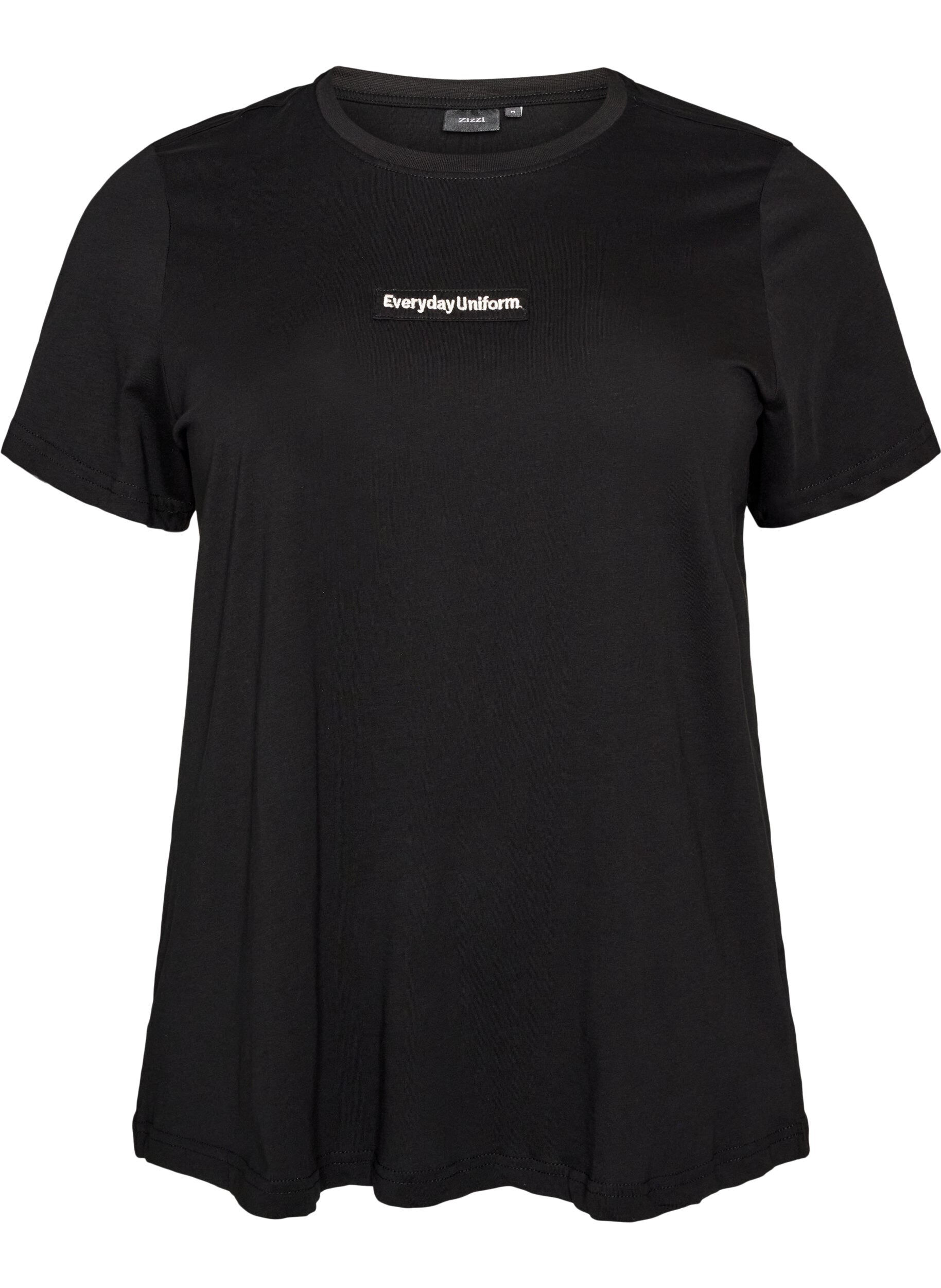ZizziPuuvillainen T-paita tekstimerkill&auml;, Musta, Packshot image number 0