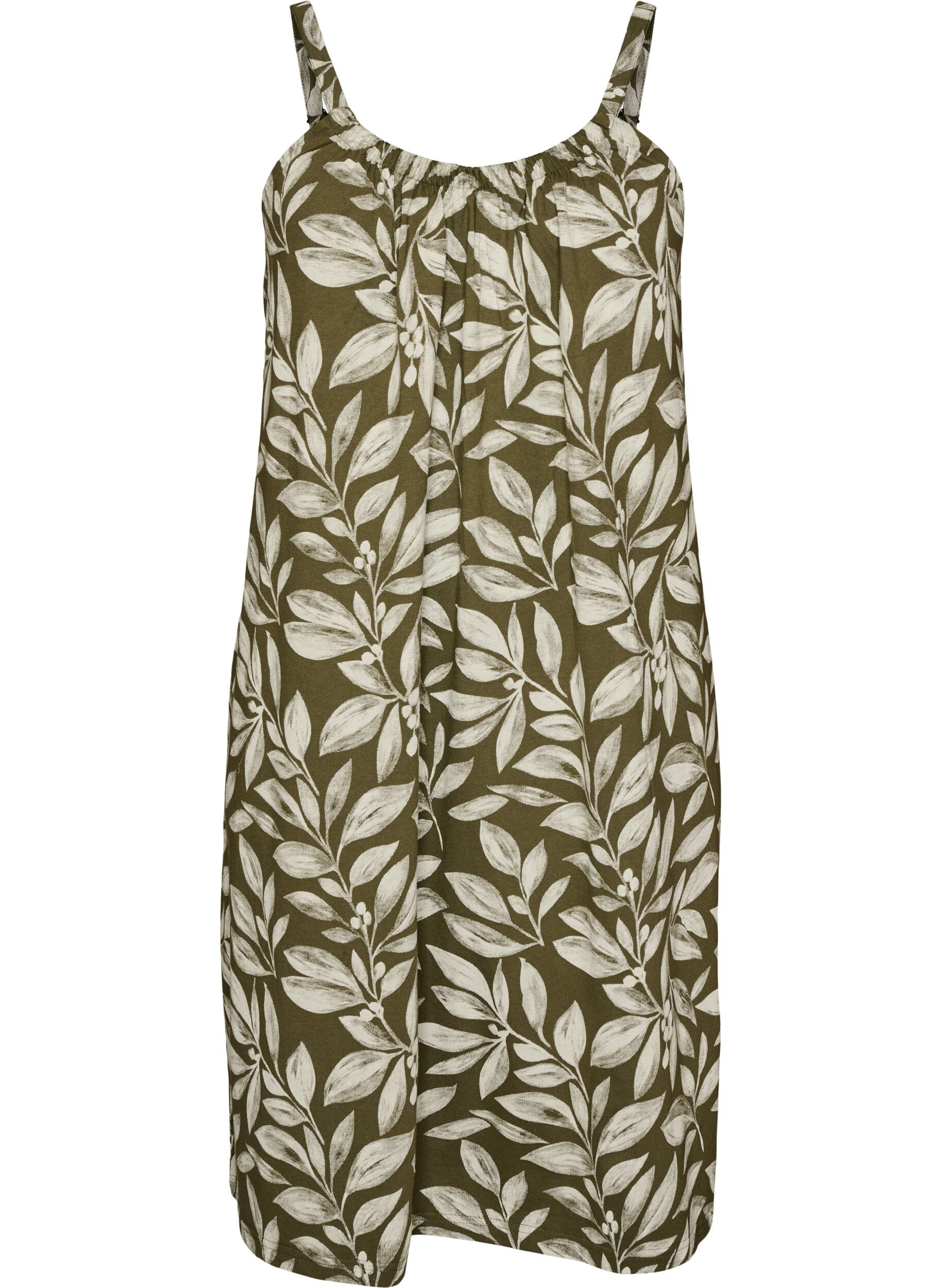 ZizziMidipituinen olkainmekko luomupuuvillaa, Vihre&auml;, Packshot image number 0