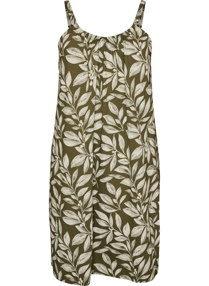 Midipituinen olkainmekko luomupuuvillaa, Vihre&auml;, Packshot image number 0