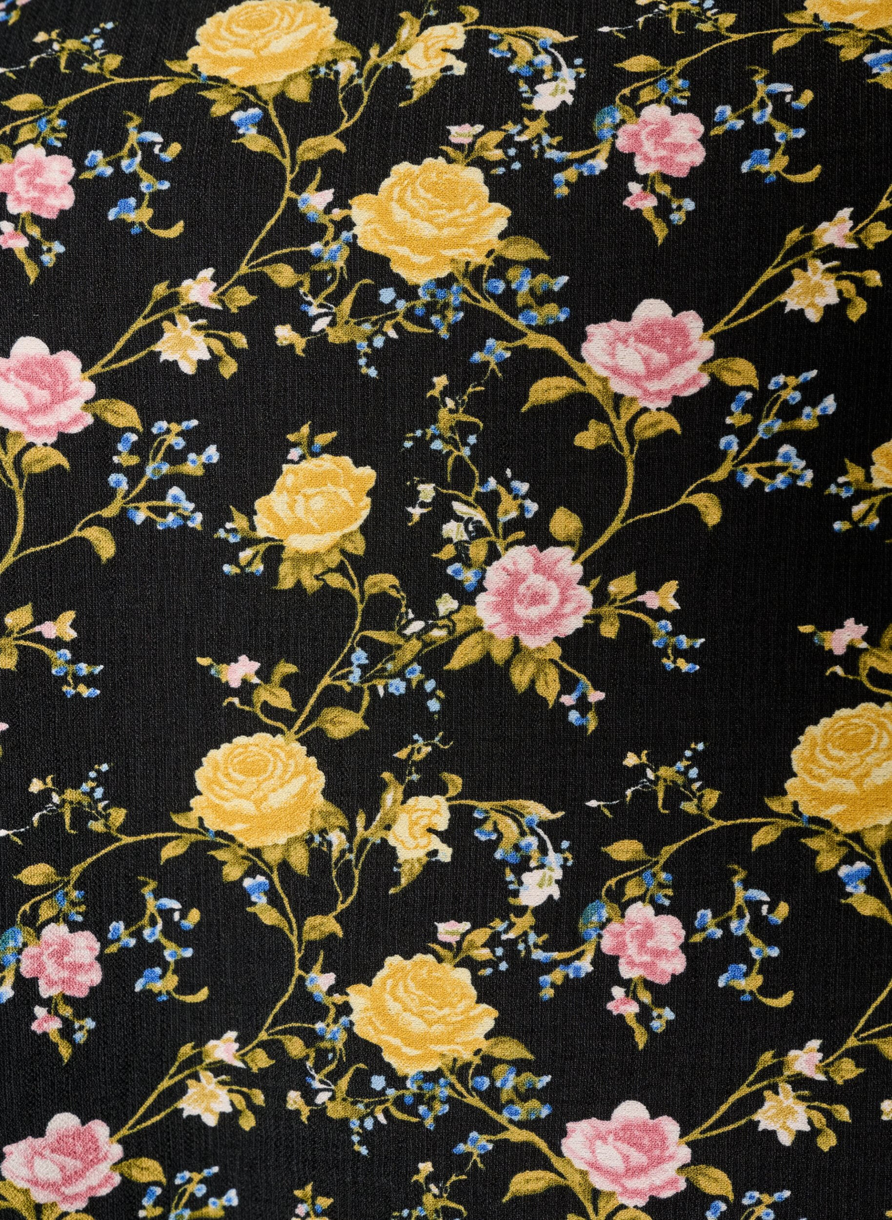 ZizziKuviollinen viskoosipusero 3/4-hihoilla, Musta, Packshot image number 2