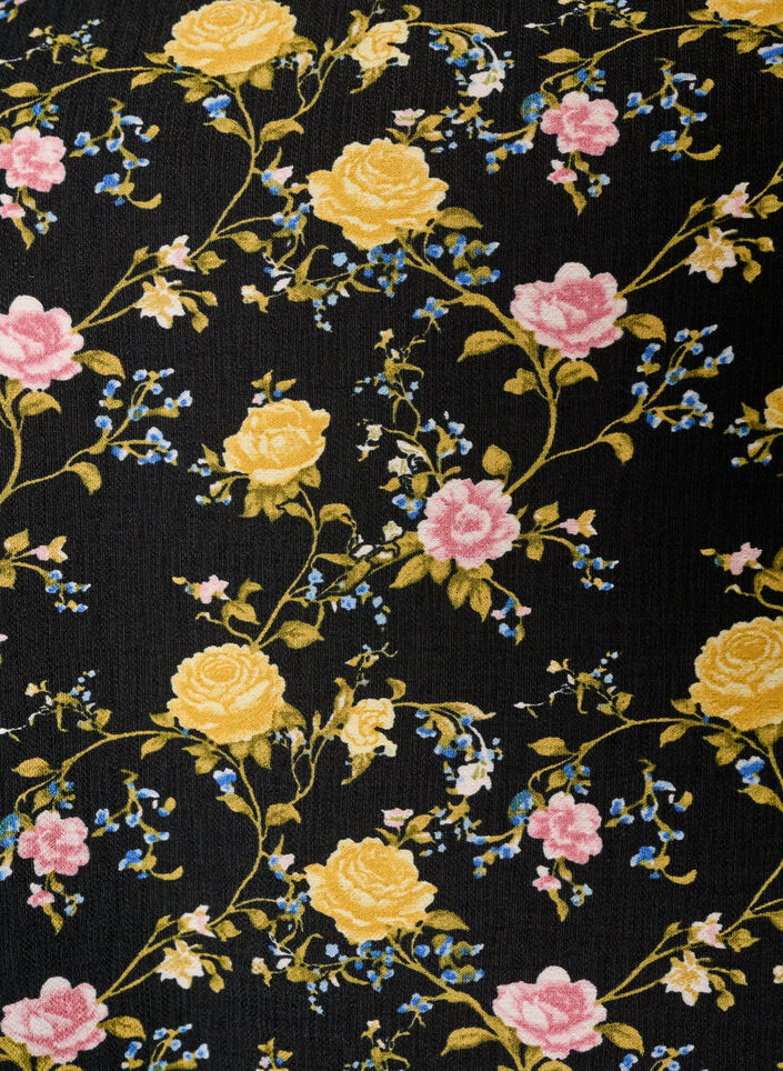 Kuviollinen viskoosipusero 3/4-hihoilla, Musta, Packshot image number 2