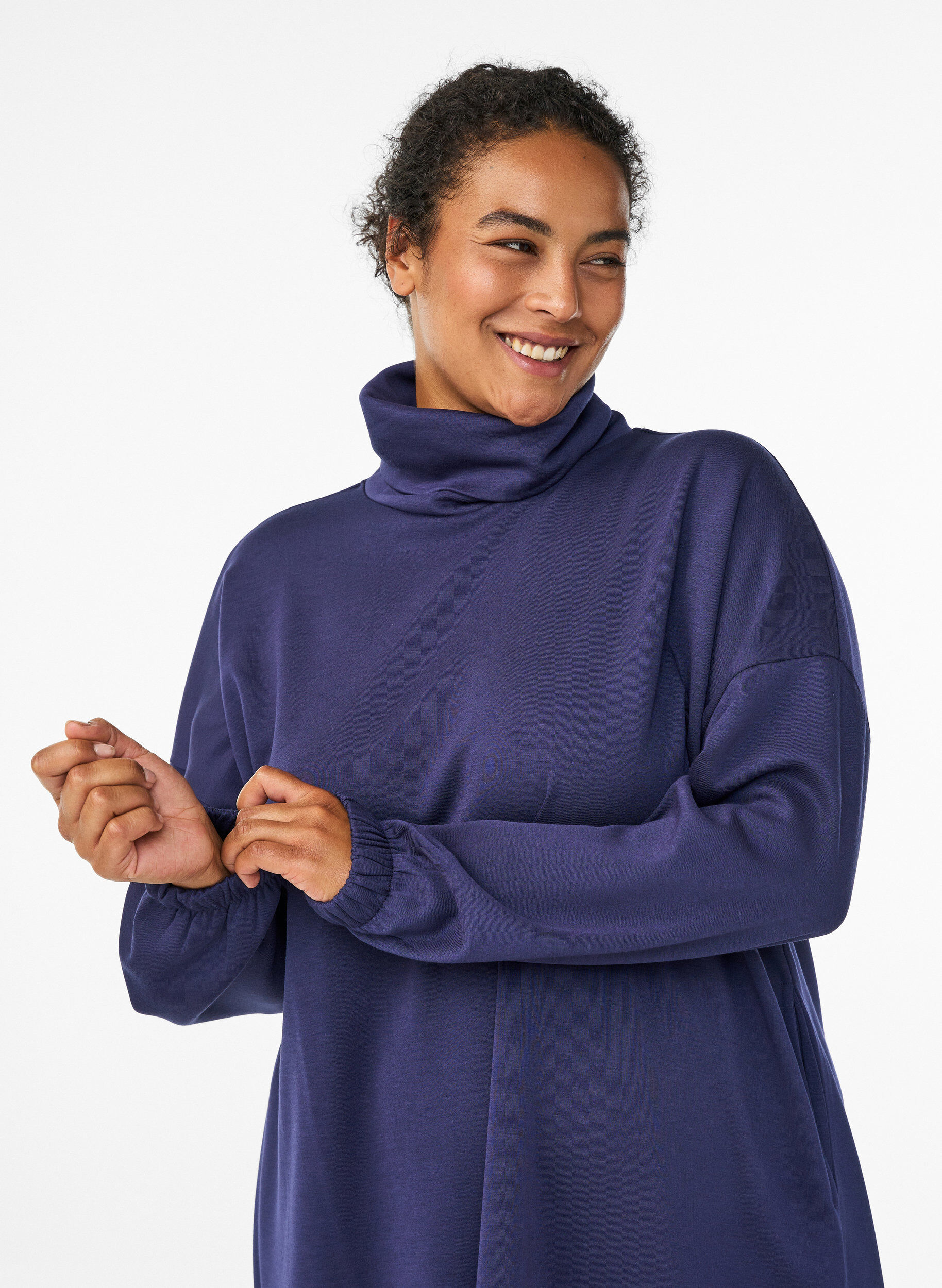Zizzi A-linjainen turtleneck-mekko, Sininen, Model image number 2