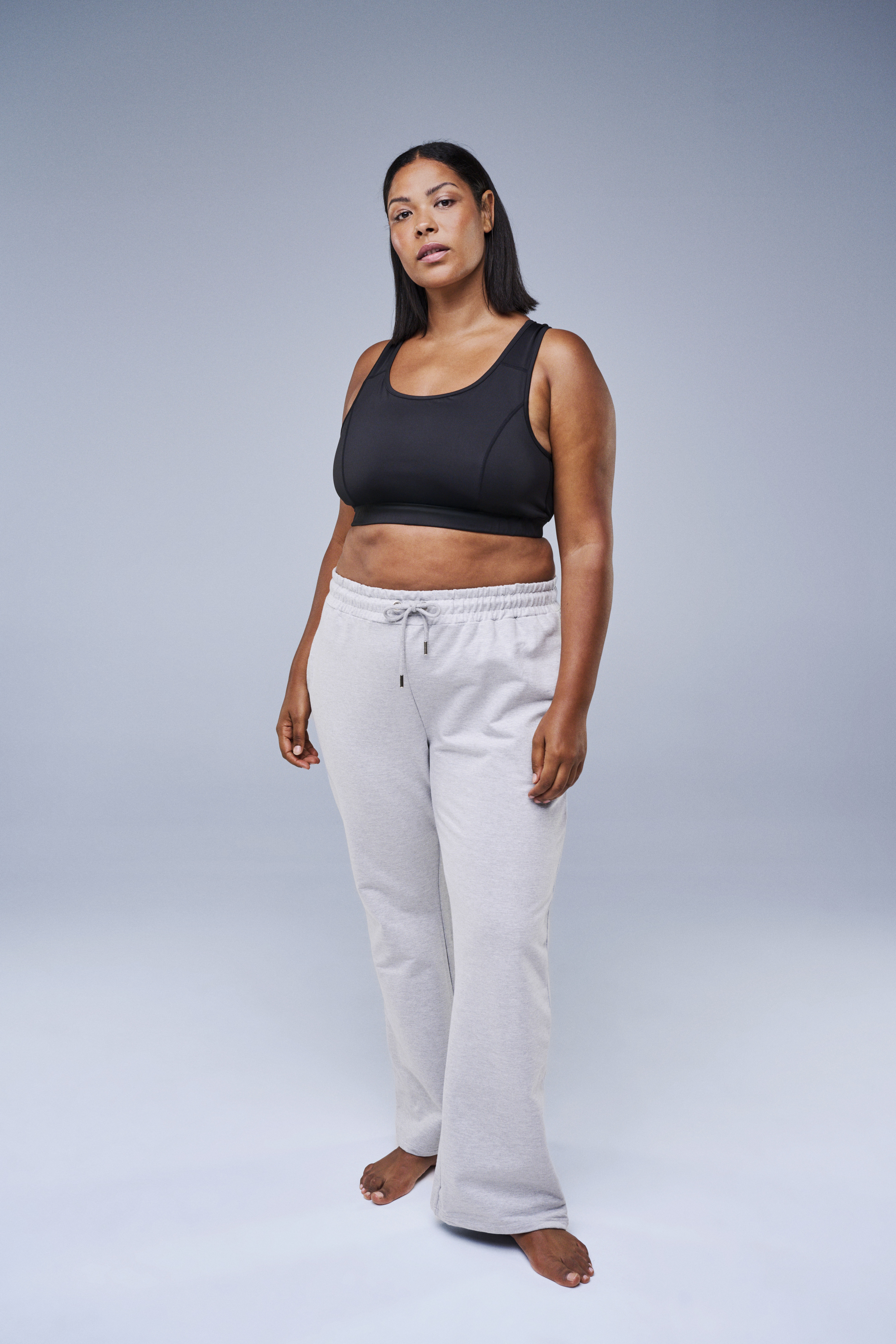 Harmaat flare-housut, , Model