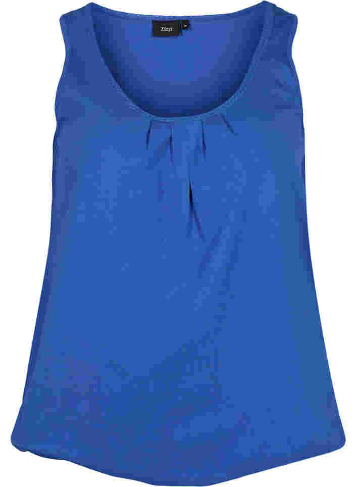 Puuvillatoppi pyöreällä pääntiellä ja pitsillä, Dazzling Blue, Packshot image number 0