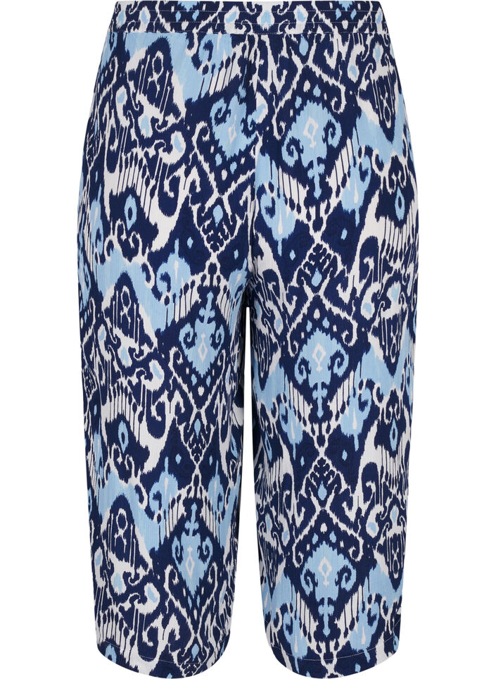 Culotte-housut viskoosia painatuksella, Blue Ethnic AOP, Packshot image number 1