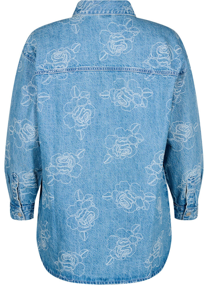 Takkimallinen farkkutakki kukilla, Light Blue Denim, Packshot image number 1