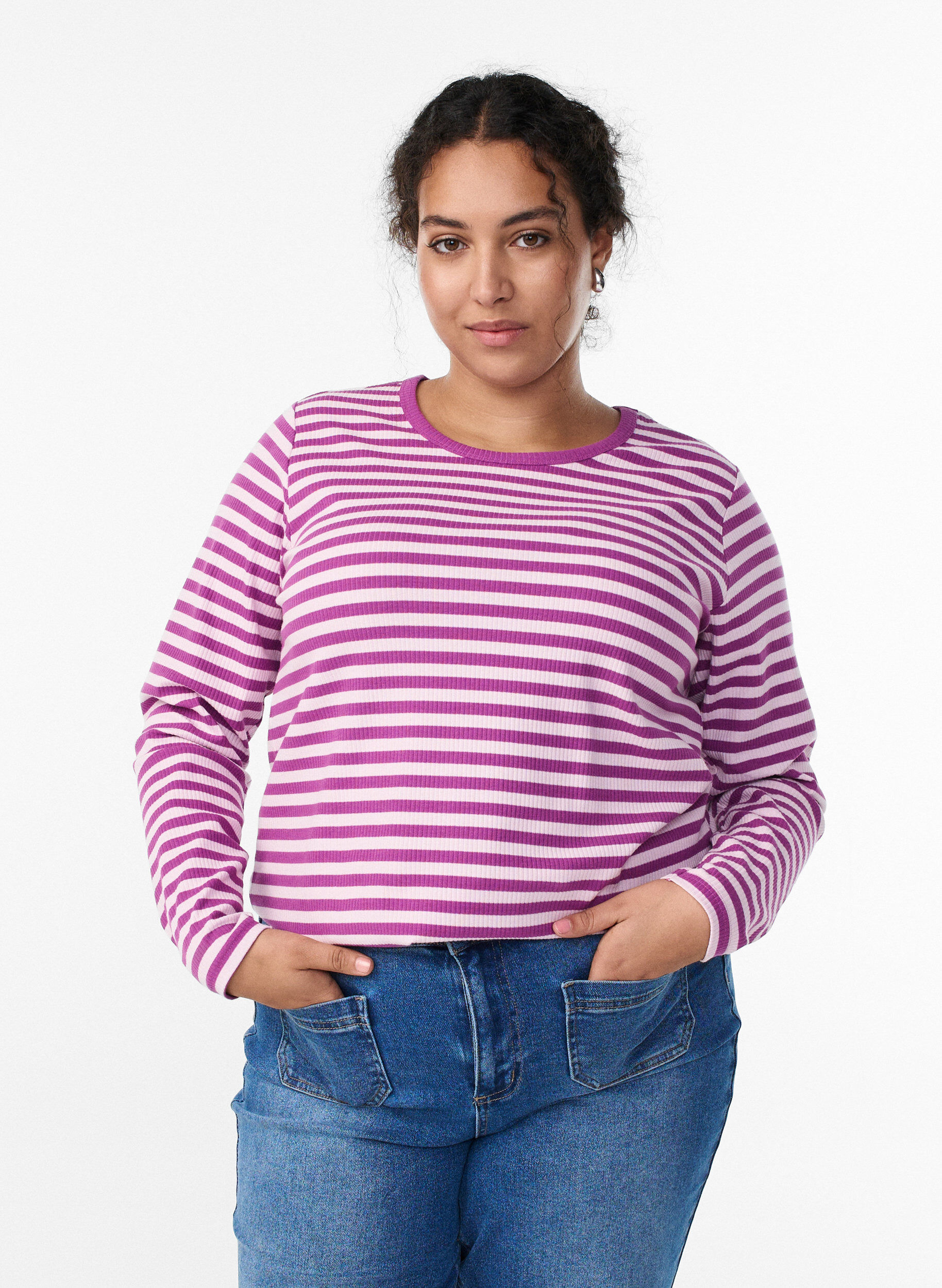 ZizziRaidallinen pusero pitkill&auml; hihoilla, Violetti, Model image number 0