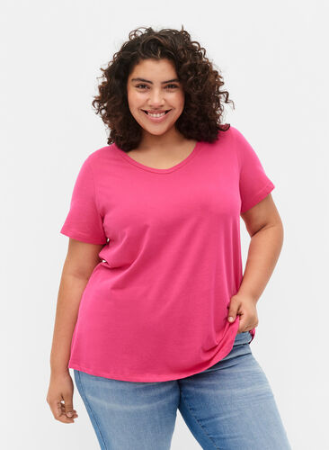 Yksivärinen perus t-paita puuvillasta, Beetroot Purple, Model image number 0