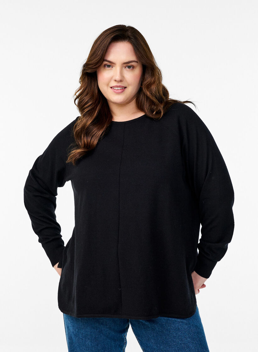 Neulepusero py&ouml;re&auml;ll&auml; p&auml;&auml;ntiell&auml; ja neulekuviolla., Musta, Model image number 0