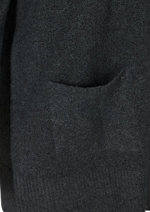 Yksivärinen neuletakki taskuilla, Dark Grey Melange, Packshot image number 3