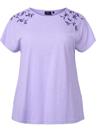 Puuvillainen t-paita lehtiprintillä, Lavender C Leaf, Packshot image number 0