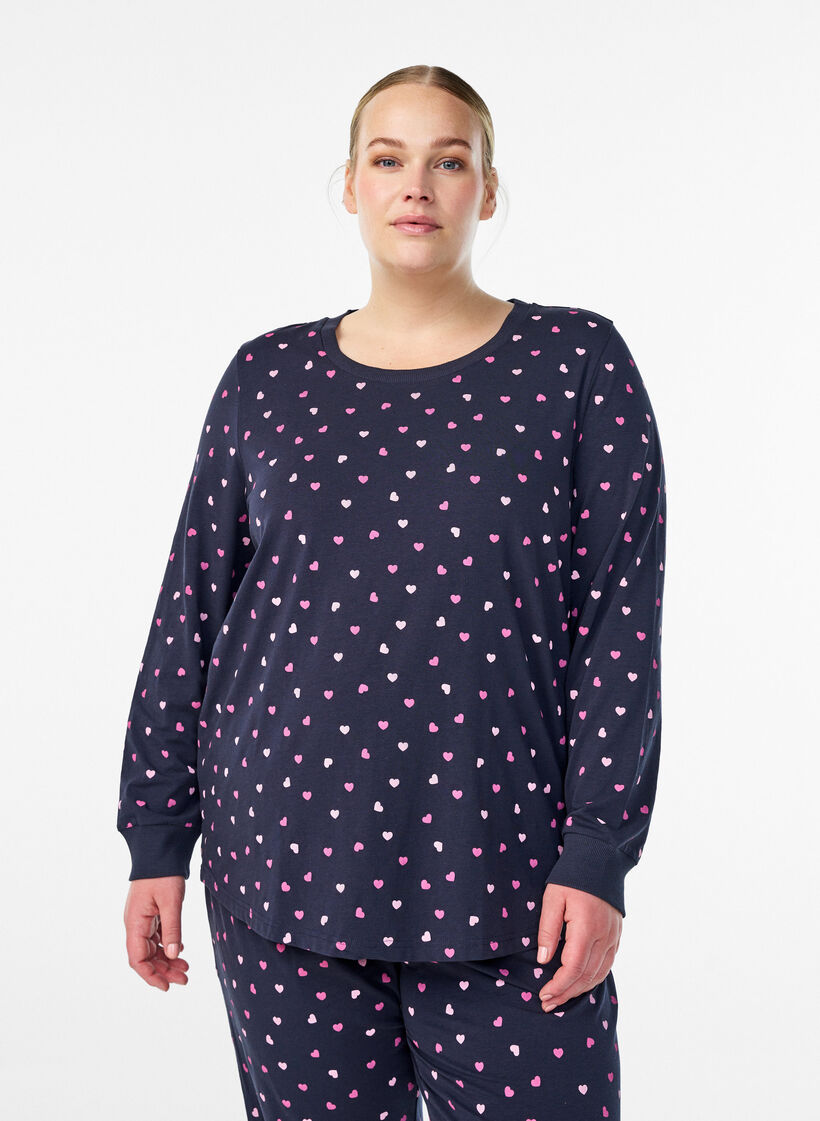 Painettu y&ouml;paita, Sininen, Model image number 0