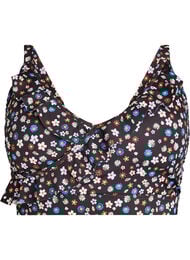  Kukallinen bikinien yläosa röyhelöyksityiskohdilla, Ruskea