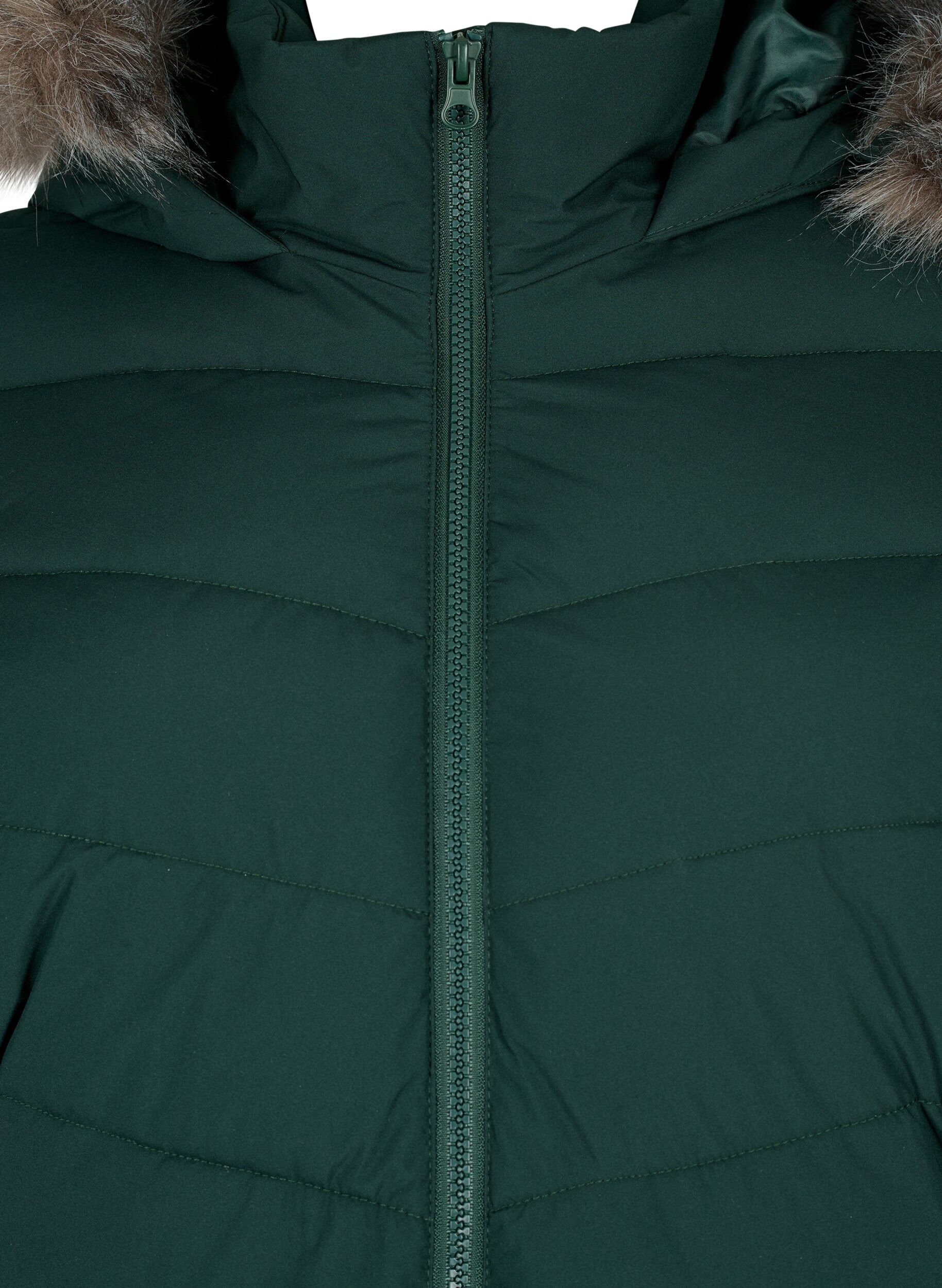 ZizziLyhyt toppatakki hupulla, Vihre&auml;, Packshot image number 2