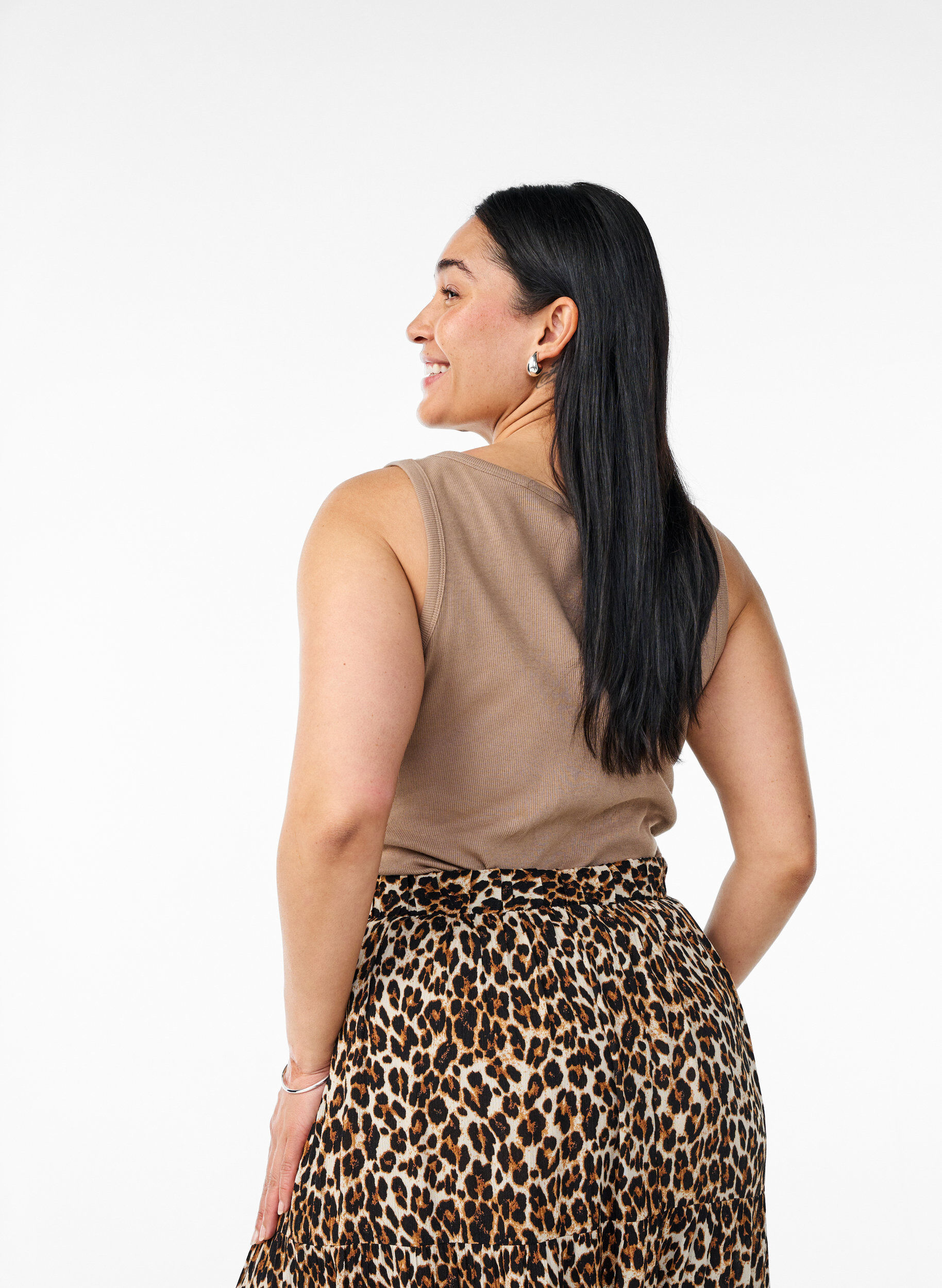 ZizziTyk&ouml;istuva kuvioitu yl&auml;osa, Ruskea, Model image number 2