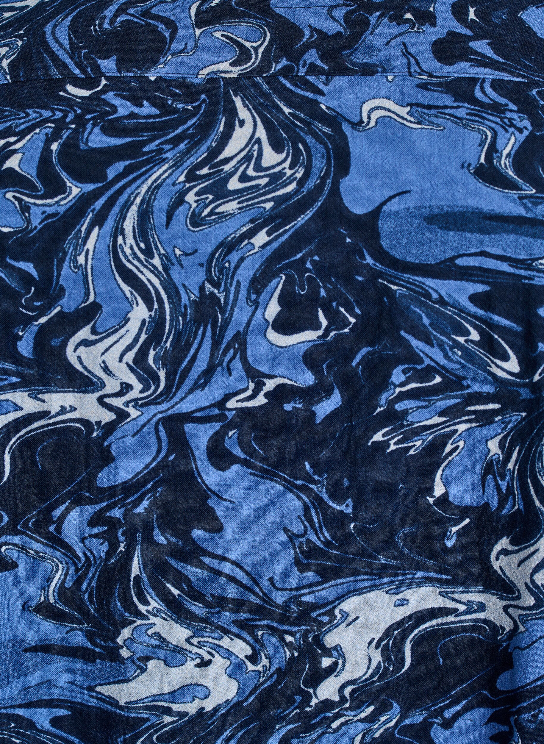 Zizzi Lyhyt puuvillamekko joustavalla helmalla ja pitk&auml;t hihat, Sininen, Packshot image number 2