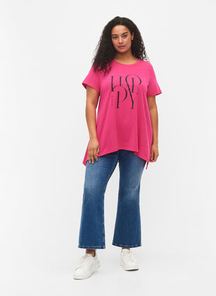 Puuvillainen t-paita tekstipainatuksella, Beetroot Purple HAP, Model image number 2