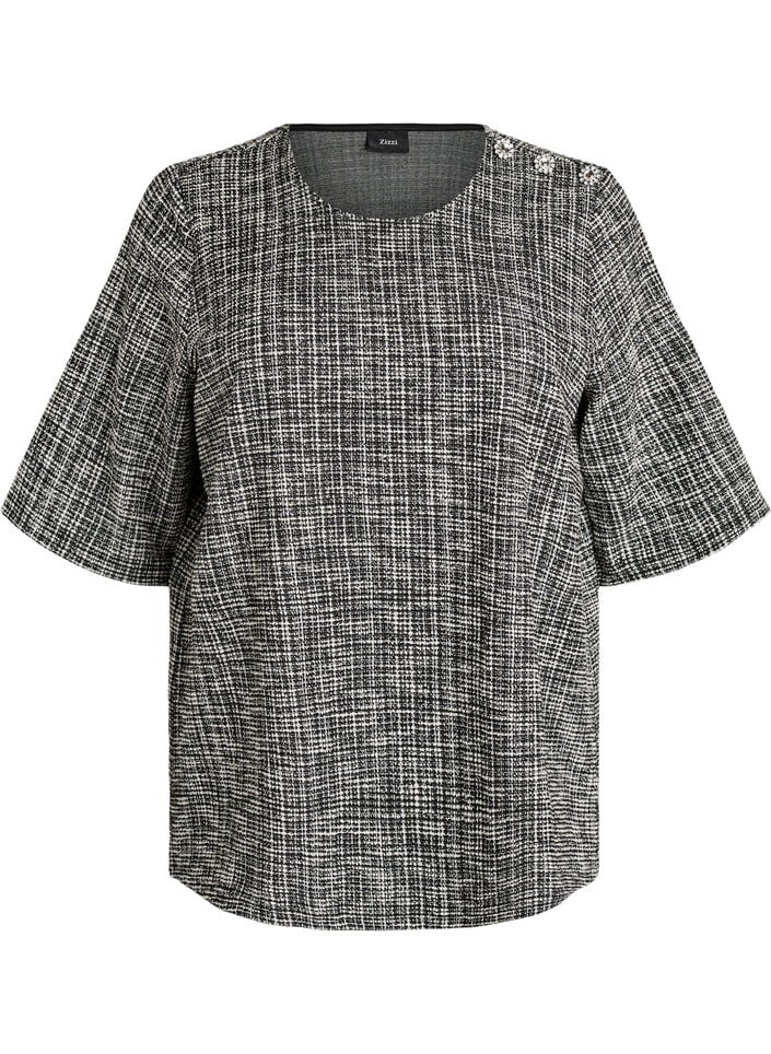 Nappiyksityiskohdilla varustettu kudottu pusero, Vanilja, Packshot image number 0