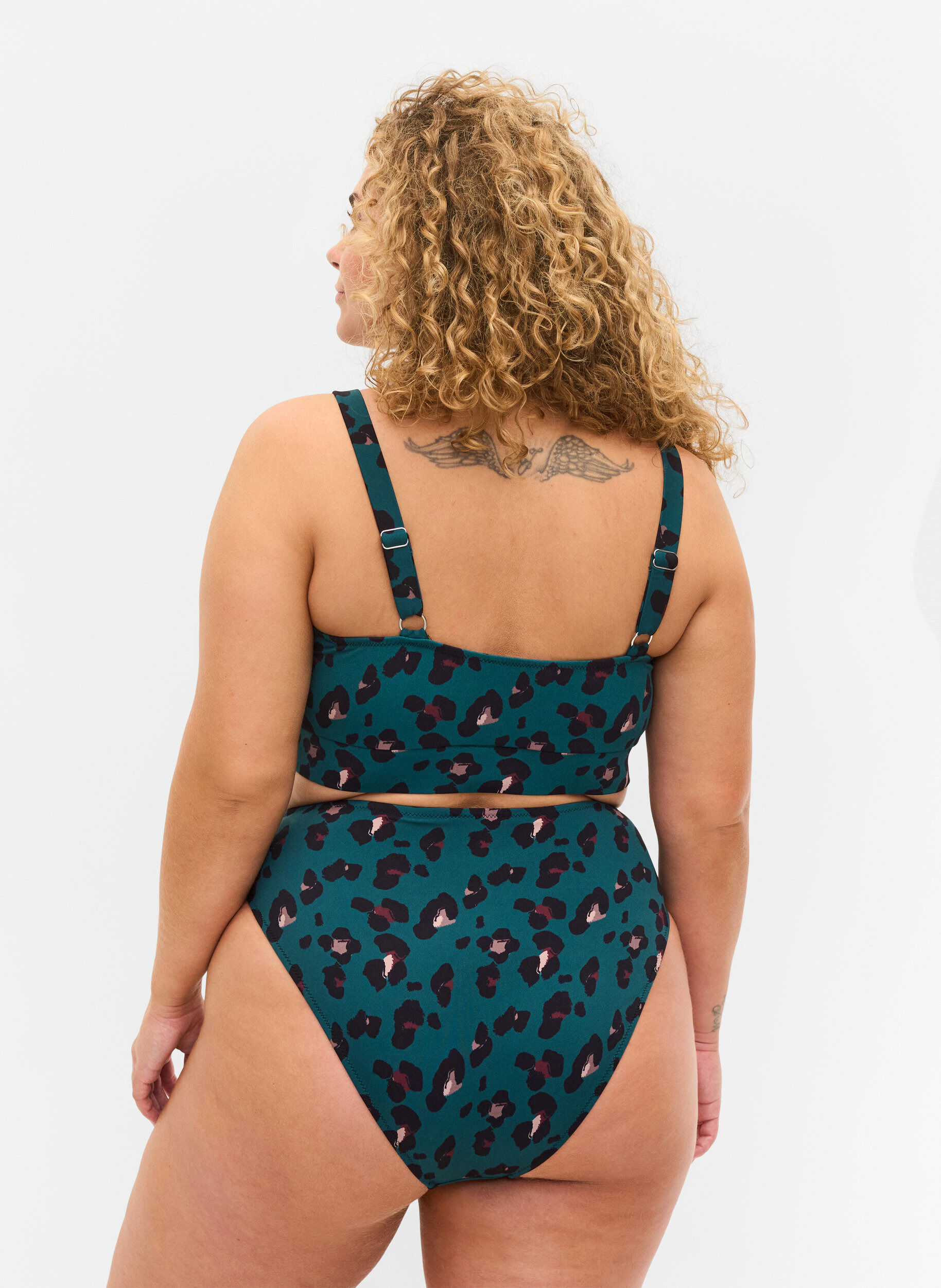 Zizzi Korkeavy&ouml;t&auml;r&ouml;inen bikinialaosa, Teal Leopard, Model image number 1
