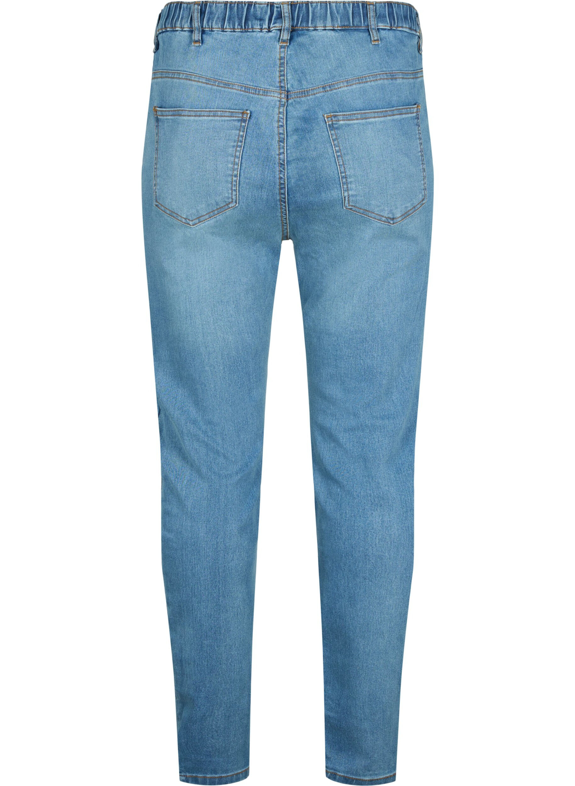 Zizzi Jeggingsit kulutetuilla yksityiskohdilla, Blue denim, Packshot image number 1