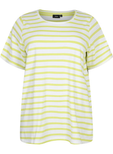 Raidallinen t-paita puuvillasta, Wild Lime Stripes, Packshot image number 0