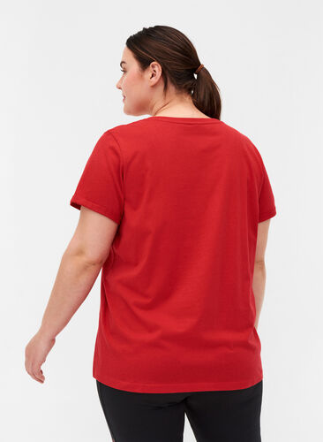 Puuvillainen t-paita treeniin painatuksella, Haute Red, Model image number 1