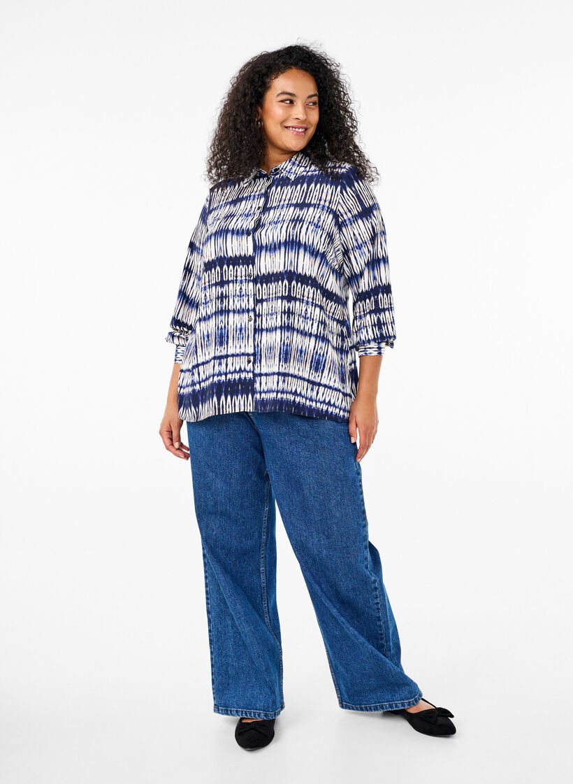 Kuviollinen paita, Sininen, Model image number 1