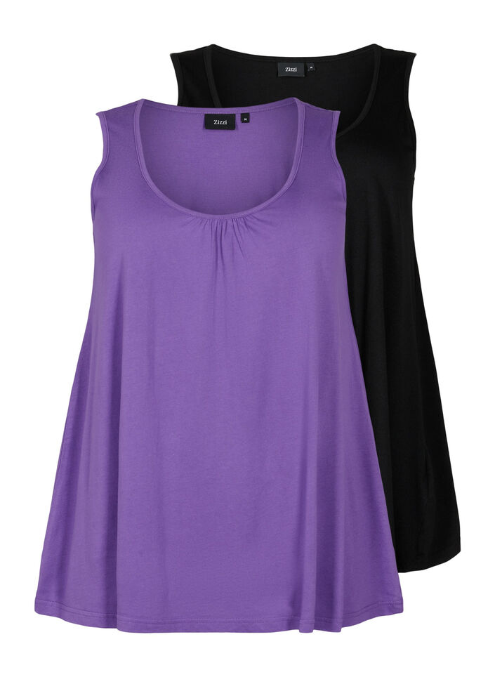 2 kpl puuvillasekoitetoppeja, Deep Lavender/Black, Packshot image number 0
