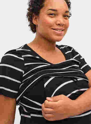 Raidallinen äitiysmekko viskoosia, Black Grey Stripe, Model image number 2