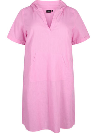 Puuvillan ja pellavan sekoitteesta valmistettu hupullinen mekko, Rosebloom, Packshot image number 0