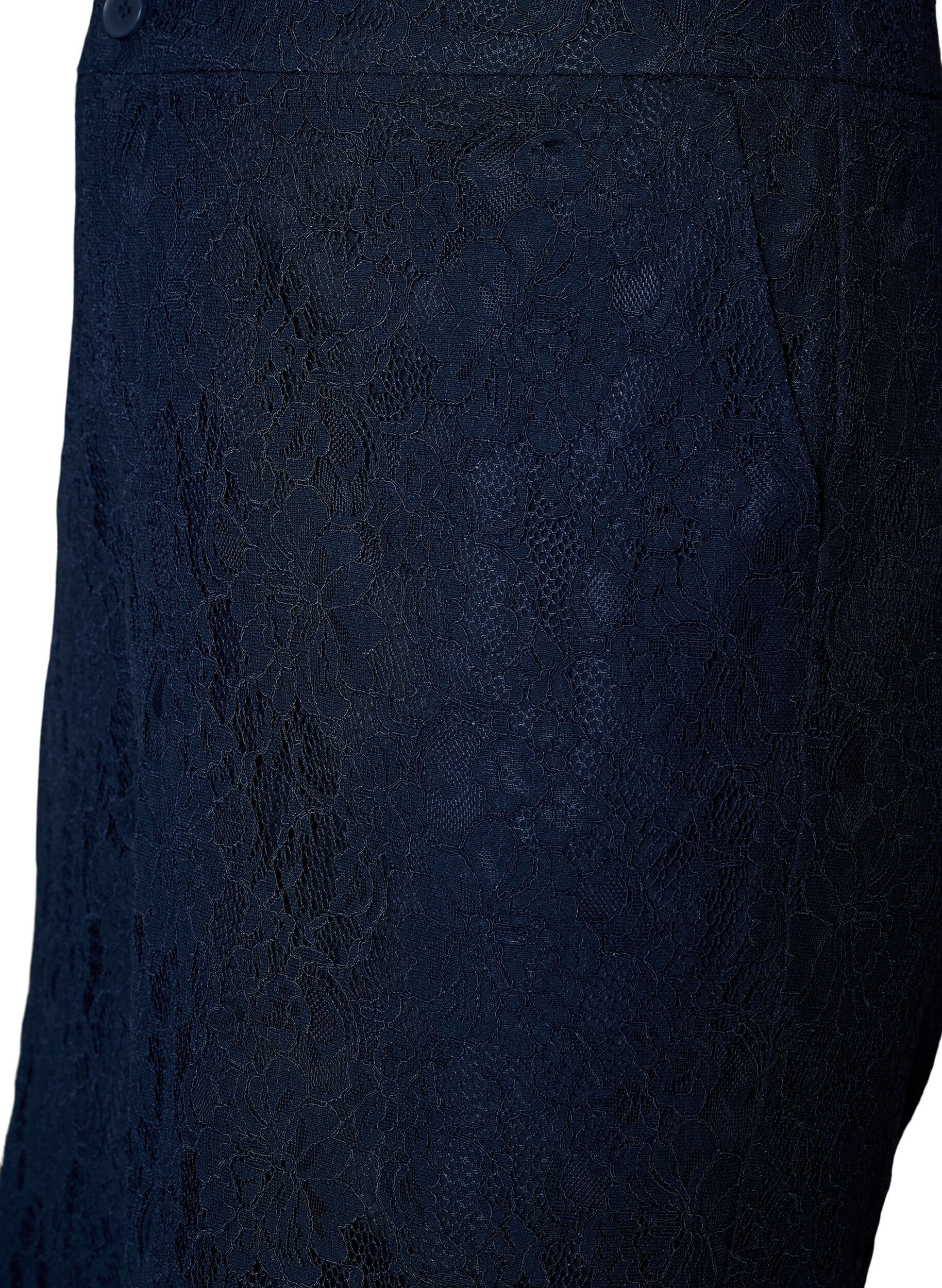 Zizzi Korkeavy&ouml;t&auml;r&ouml;iset pitsi-bermudashortsit, Sininen, Packshot image number 2