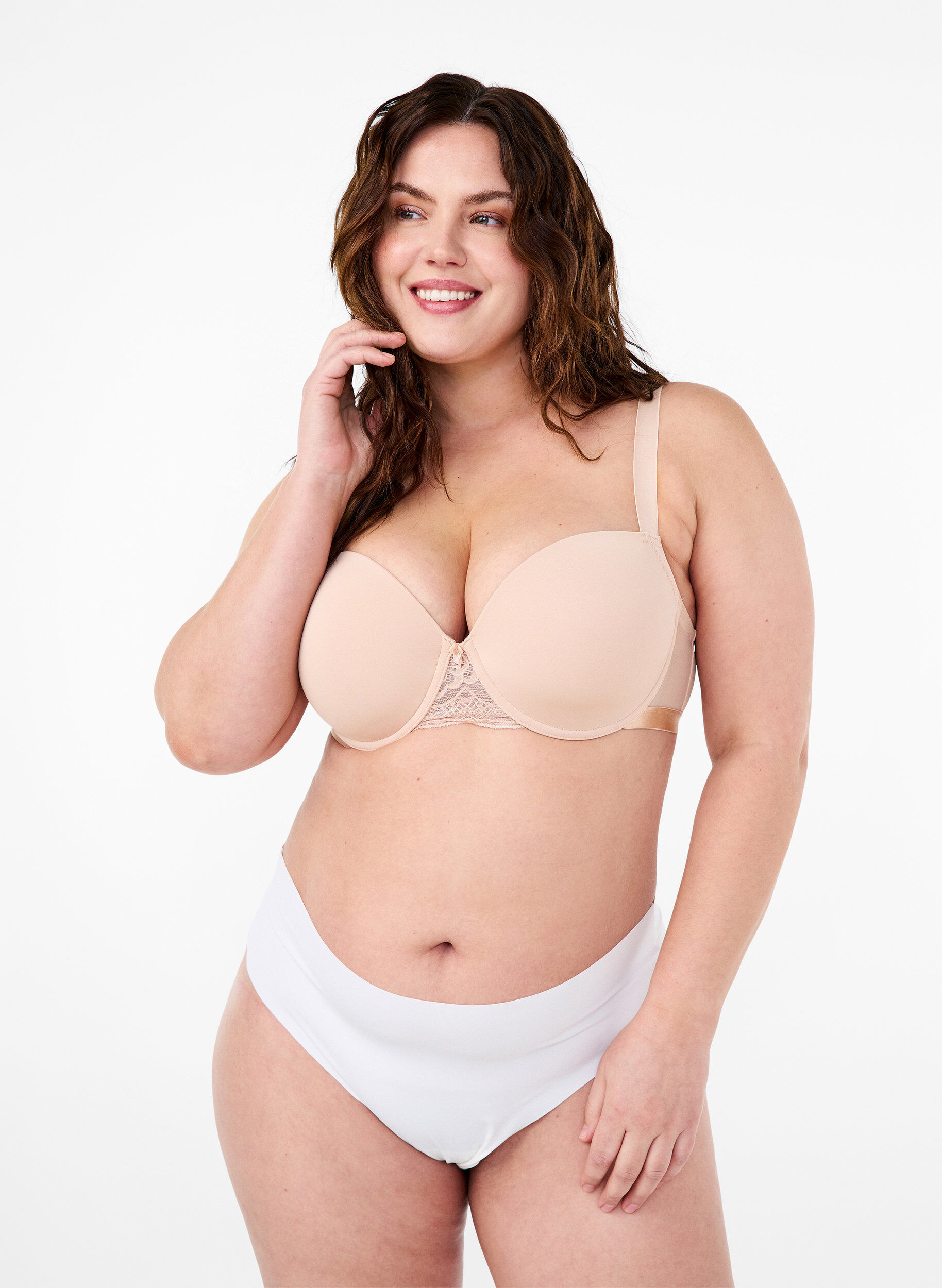 ZizziMuotoiltu rintaliivi meshill&auml;, Beige, Model image number 1