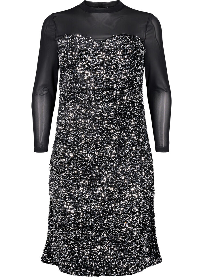 Glittermekko paljeteilla, Black w. Silver, Packshot image number 0