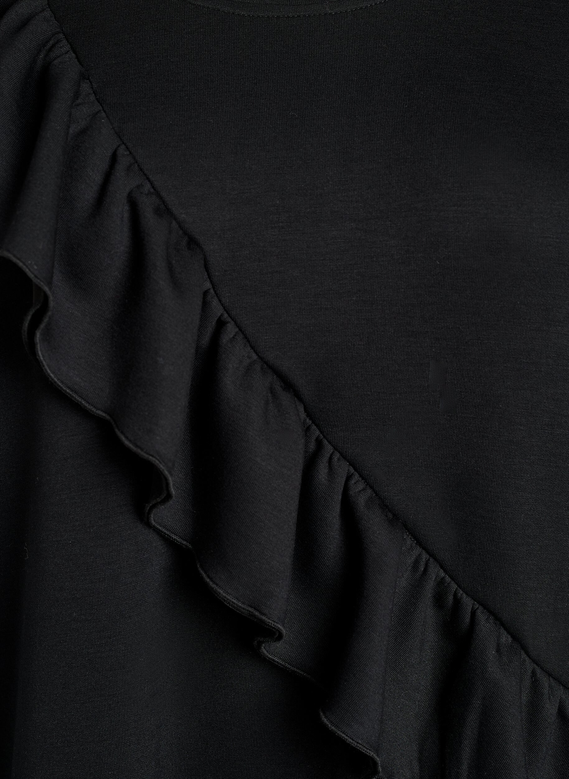 ZizziRento jersey-pusero viistolla r&ouml;yhel&ouml;yksityiskohdalla, Musta, Packshot image number 2