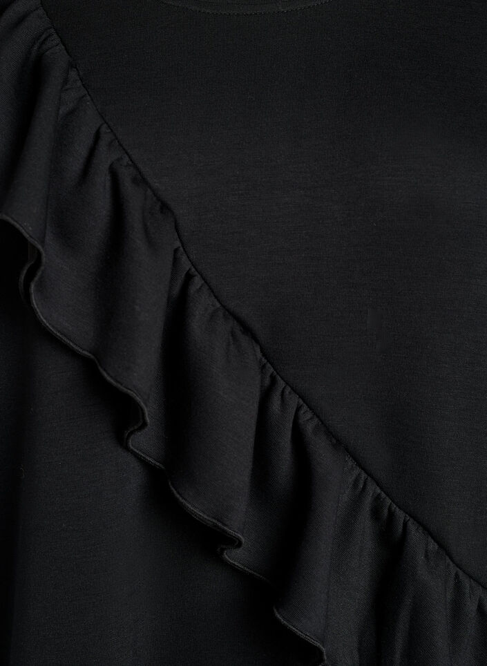 Rento jersey-pusero viistolla r&ouml;yhel&ouml;yksityiskohdalla, Musta, Packshot image number 2