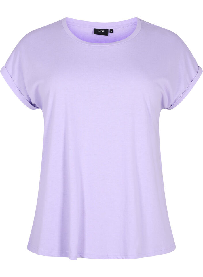 Lyhythihainen t-paita puuvillasekoitteesta, Violetti, Packshot image number 0