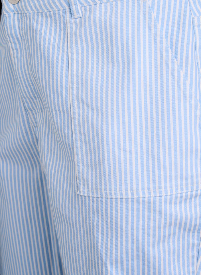 Raidalliset bermuda-shortsit korkealla vyötäröllä, Sininen, Packshot image number 2