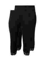 2 kpl 3/4-pituisia leggingsejä pitsikantilla, Black / Black