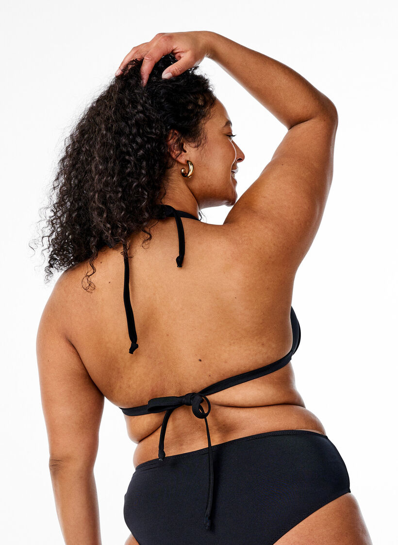 Yksivärinen kolmion mallinen bikiniliivit, Musta, Model image number 1