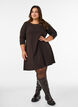 Lyhyt A-linjainen mekko 3/4-hihoilla, Ruskea, Model image number 1